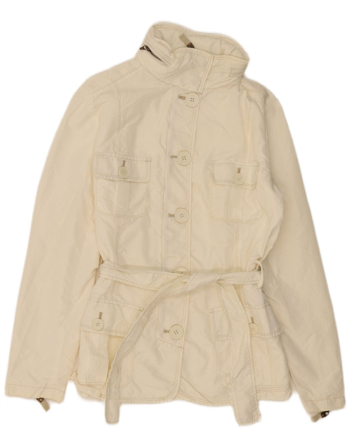 Zara Veste utilitaire à capuche pour femme UK 10 Small Off White Nylon