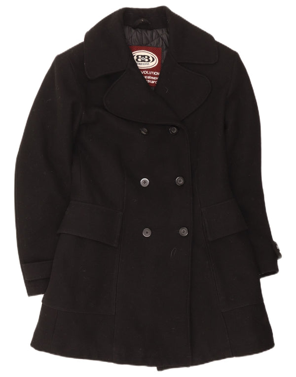 Bomb Boogie Manteau double boutonnage pour femme UK 10 Petite laine noire