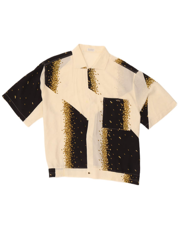 vintage Mens Chemise à manches courtes Grand Off White Géométrique