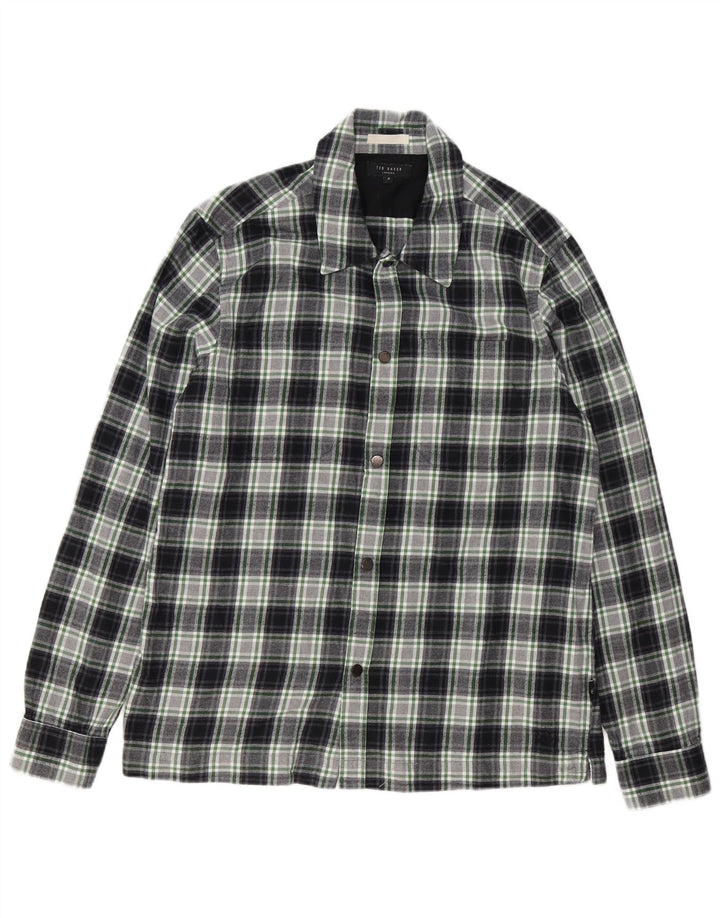 Ted Baker Chemise en flanelle pour homme Taille 3 Coton à carreaux vert moyen
