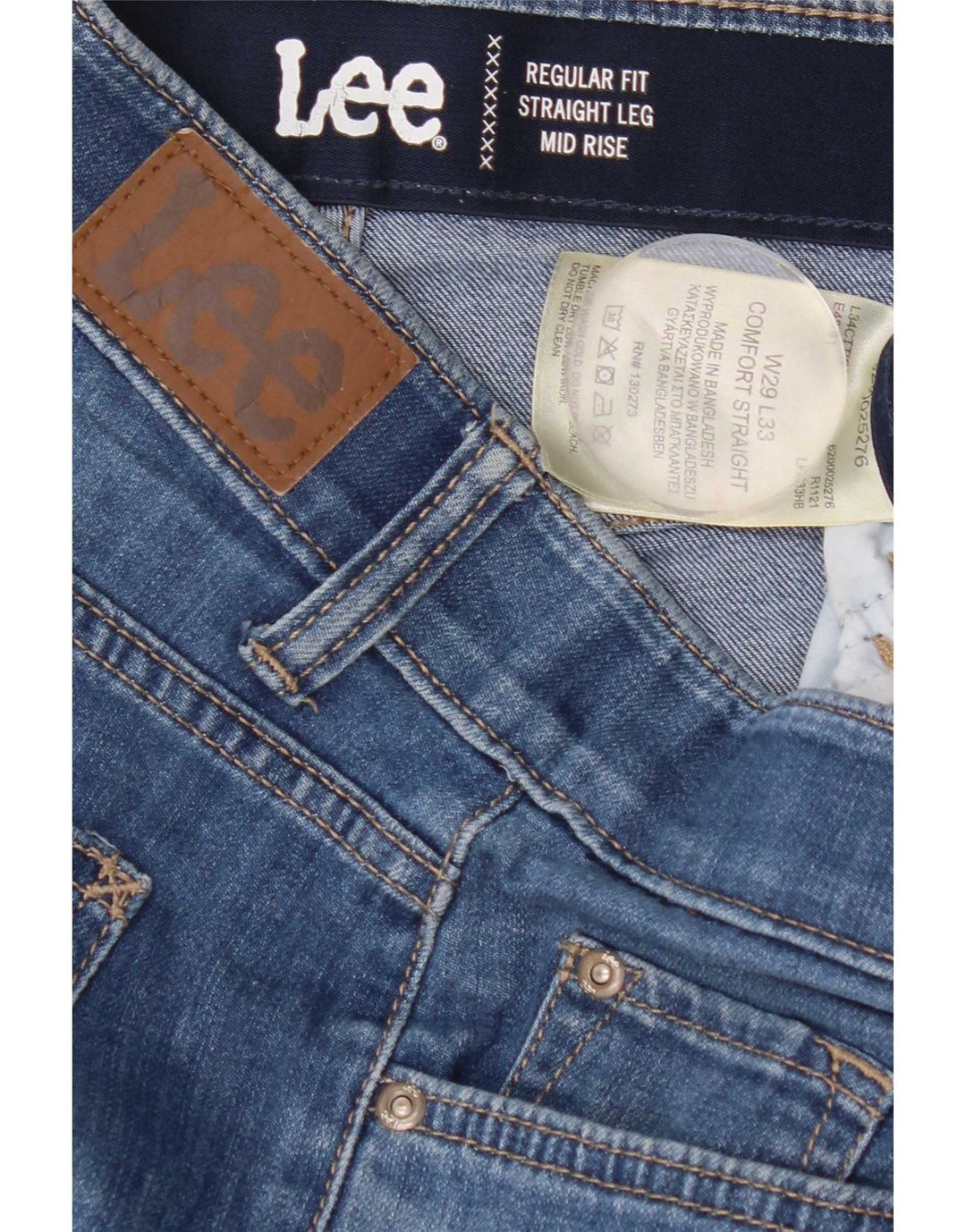 Lee Jean droit taille moyenne pour femme, coupe régulière, W29 L33, coton bleu