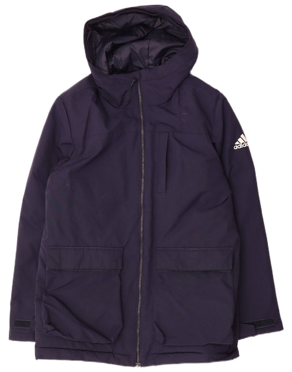 Adidas Veste coupe-vent à capuche pour homme UK 38 Bleu marine moyen Polyamide