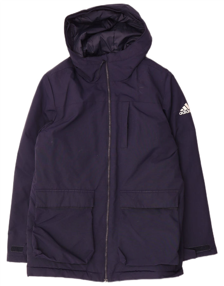 Adidas Veste coupe-vent à capuche pour homme UK 38 Bleu marine moyen Polyamide