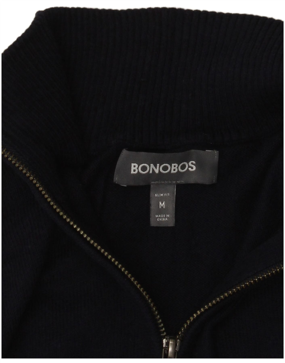 BONOBOS Pull coupe slim à col zippé pour homme Bleu marine moyen