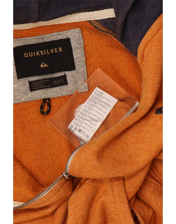 QUIKSILVER Pull à capuche zippé pour femme UK 14 Grand coton color block orange