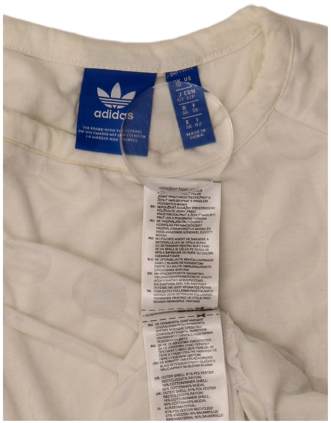 ADIDAS Débardeur Femme UK 10 Petit Polyester Géométrique Blanc