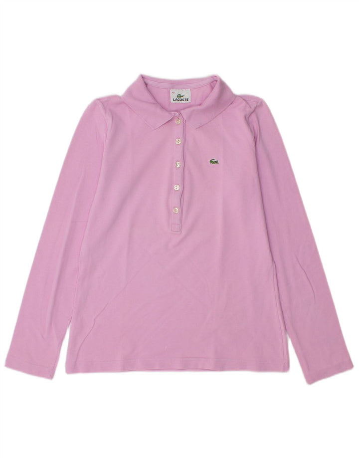Lacoste Polo à manches longues femme taille 40 coton rose moyen