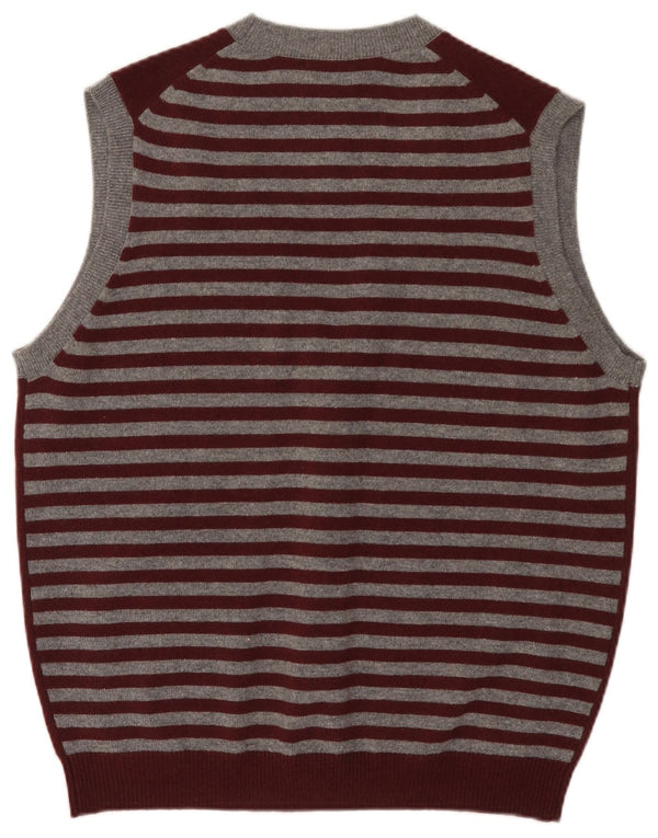 Brooks Brothers Cardigan sans manches pour homme Large rayé bordeaux