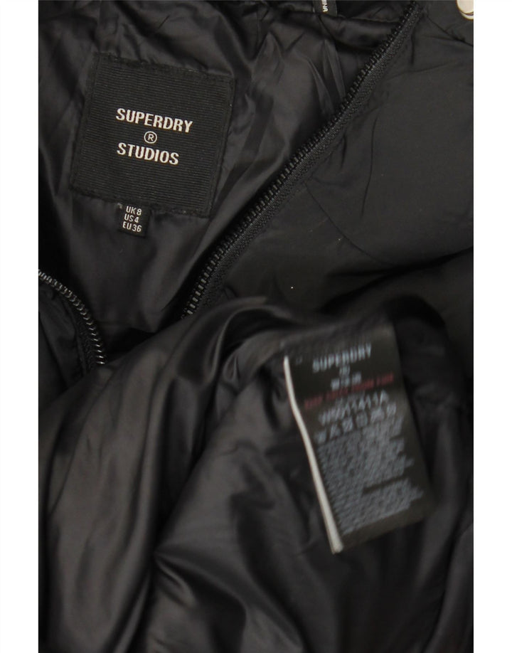 Superdry Manteau matelassé surdimensionné pour femme UK 8 Small Noir Polyester