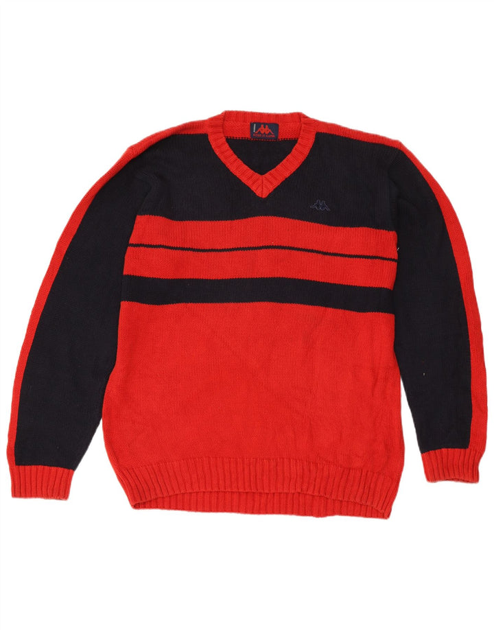 Kappa Pull Col V Homme Rouge Moyen Colorblock Coton