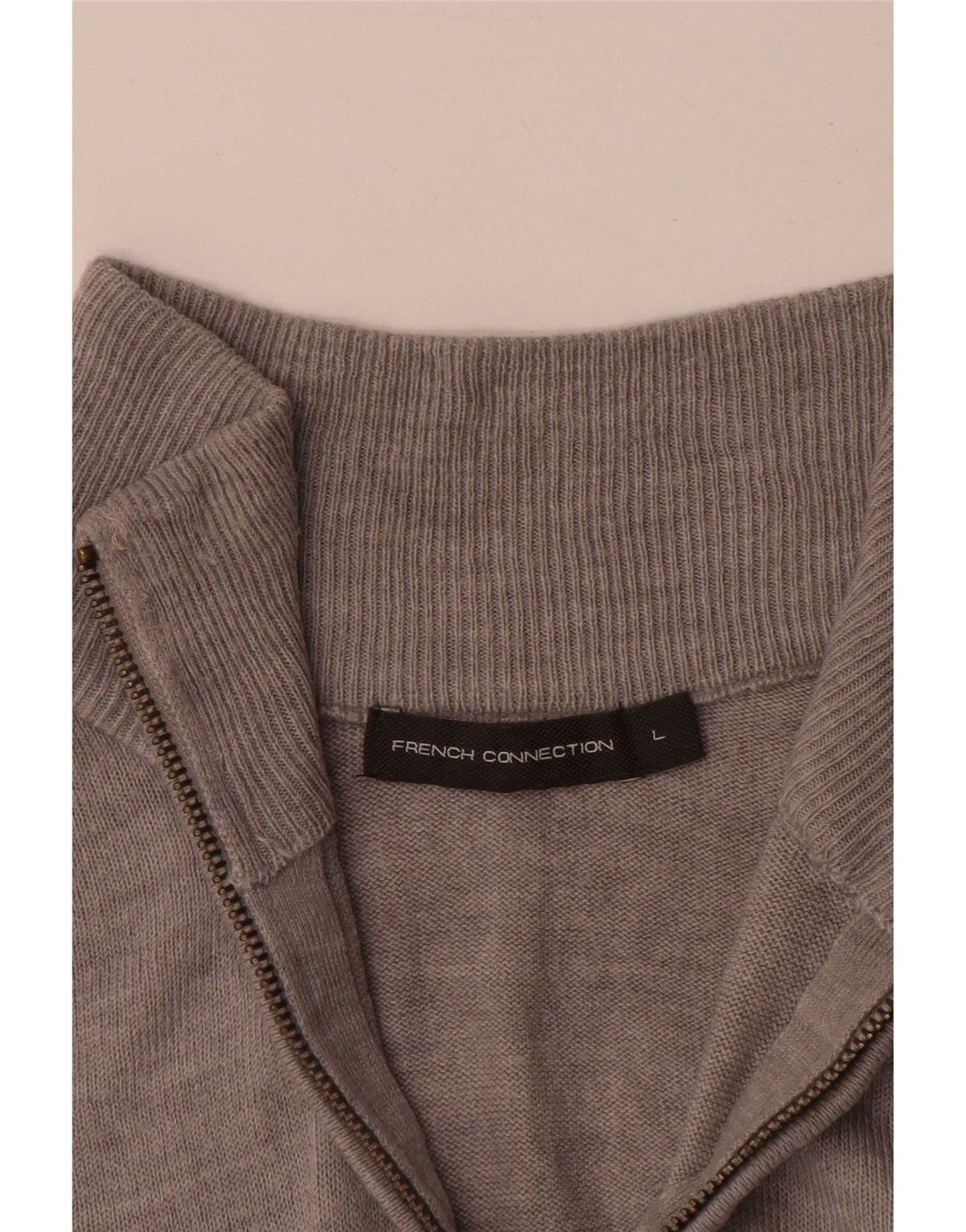 French Connection Pull Col Zippé Homme Large Gris Acrylique