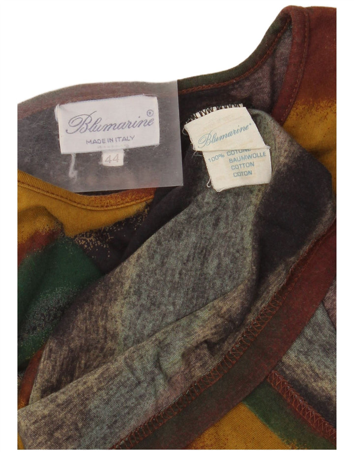 Blumarine Femme Haut Graphique Manches Longues IT 44 Moyen Multicolore Coton