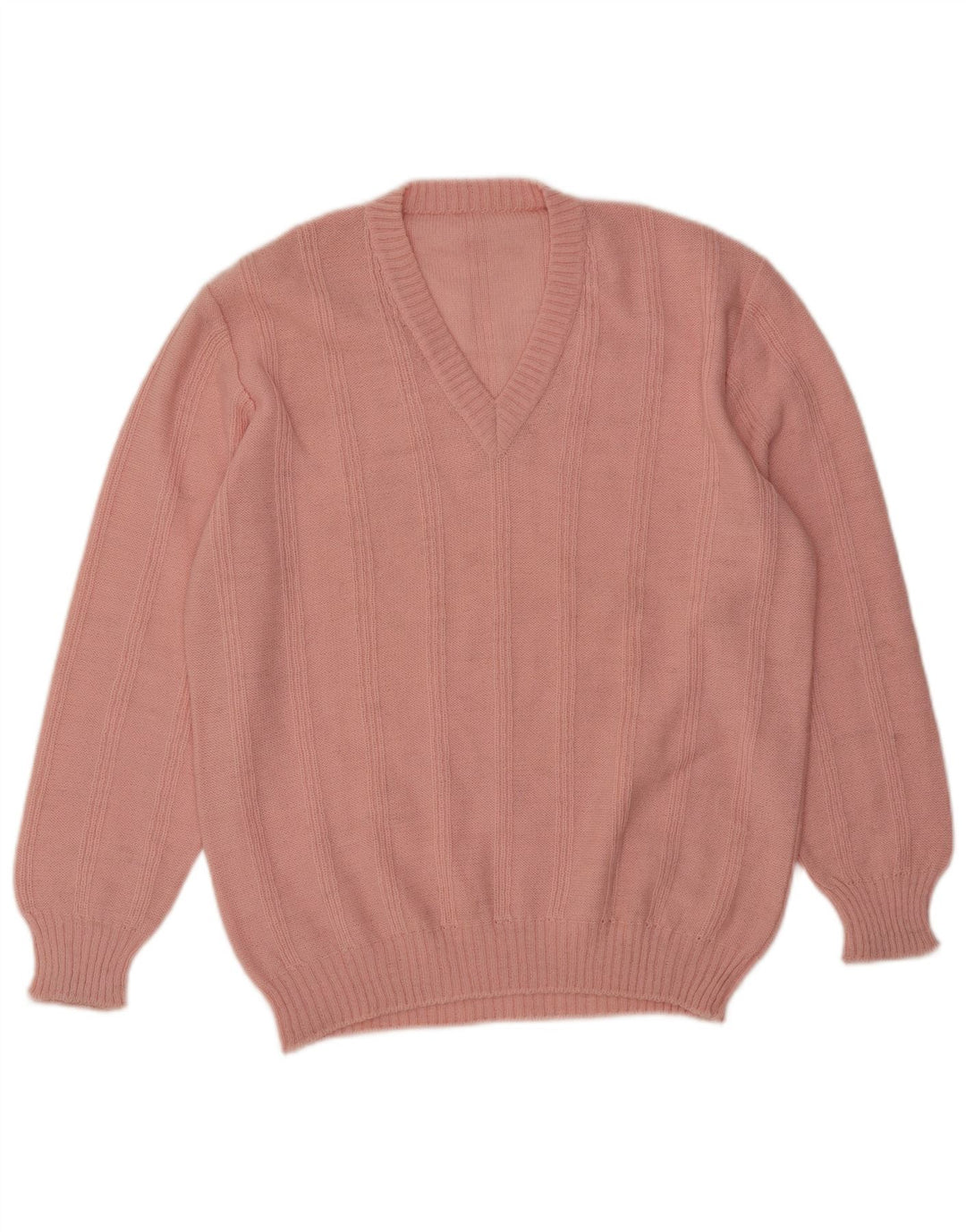 VINTAGE Pull col V femme UK 18 XL Rose