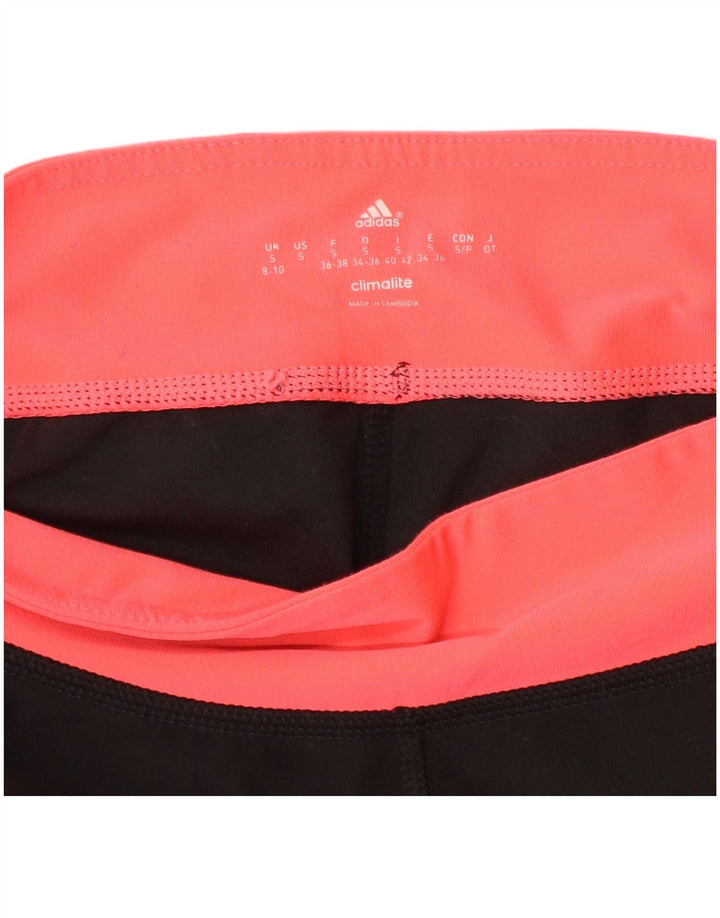 ADIDAS Leggings Climalite pour femme UK 8/10 Petit Noir Colourblock
