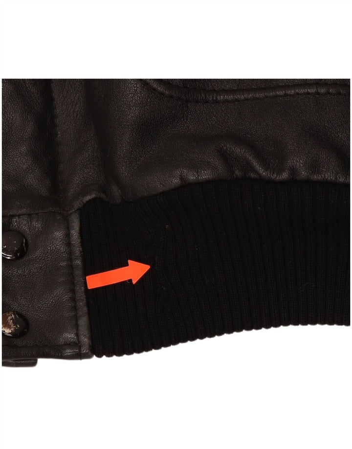 VINTAGE Veste en cuir militaire pour homme IT 54 2XL Cuir noir