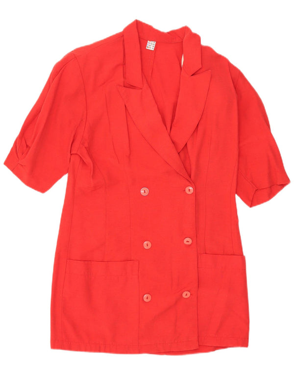 vintage Femmes Manches Courtes Double Breasted Blazer Veste EU 36 Petit Rouge