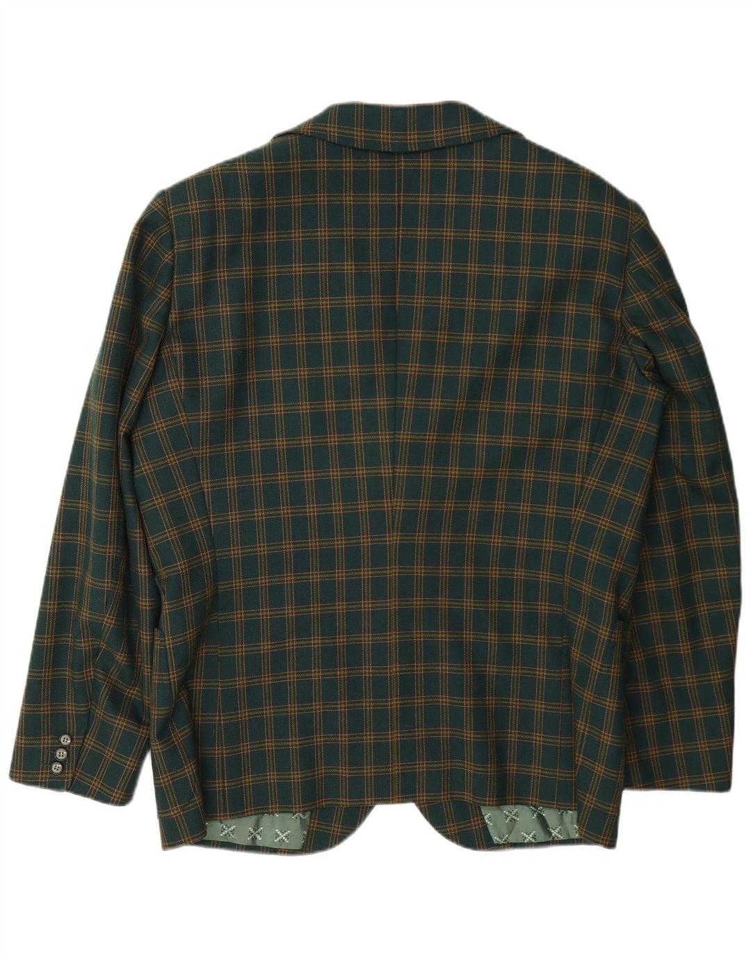 vintage Homme 3 Bouton Blazer Veste UK 38 Moyen Vert Check