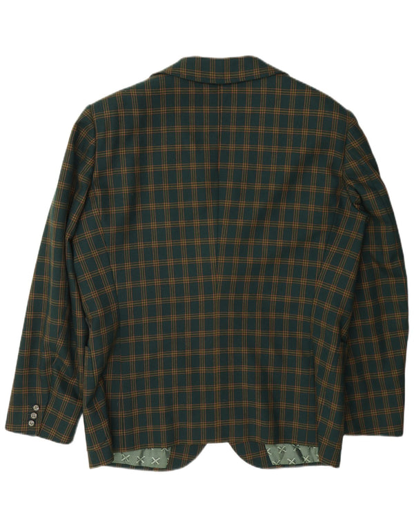 vintage Homme 3 Bouton Blazer Veste UK 38 Moyen Vert Check