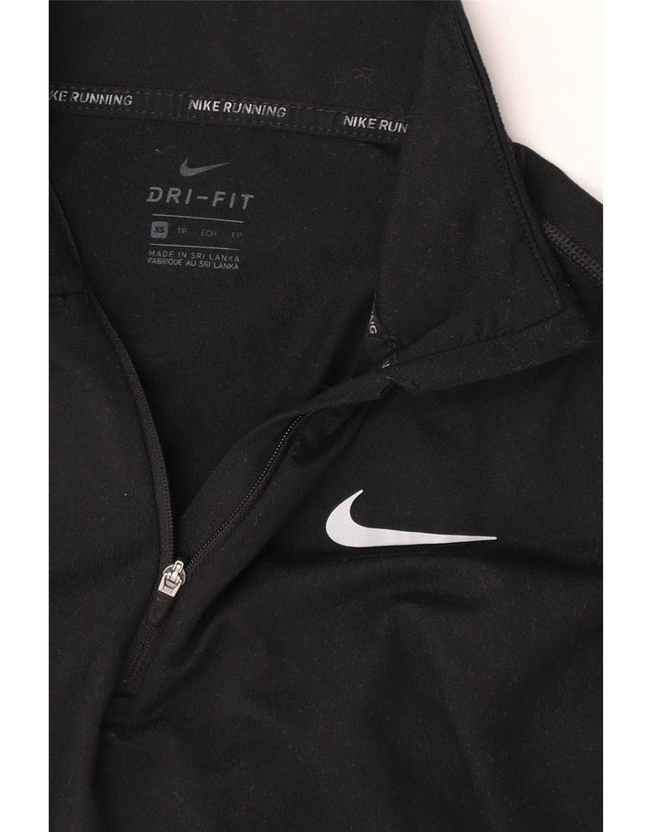 Nike Dri Fit Haut à manches longues avec col zippé pour homme Noir XS