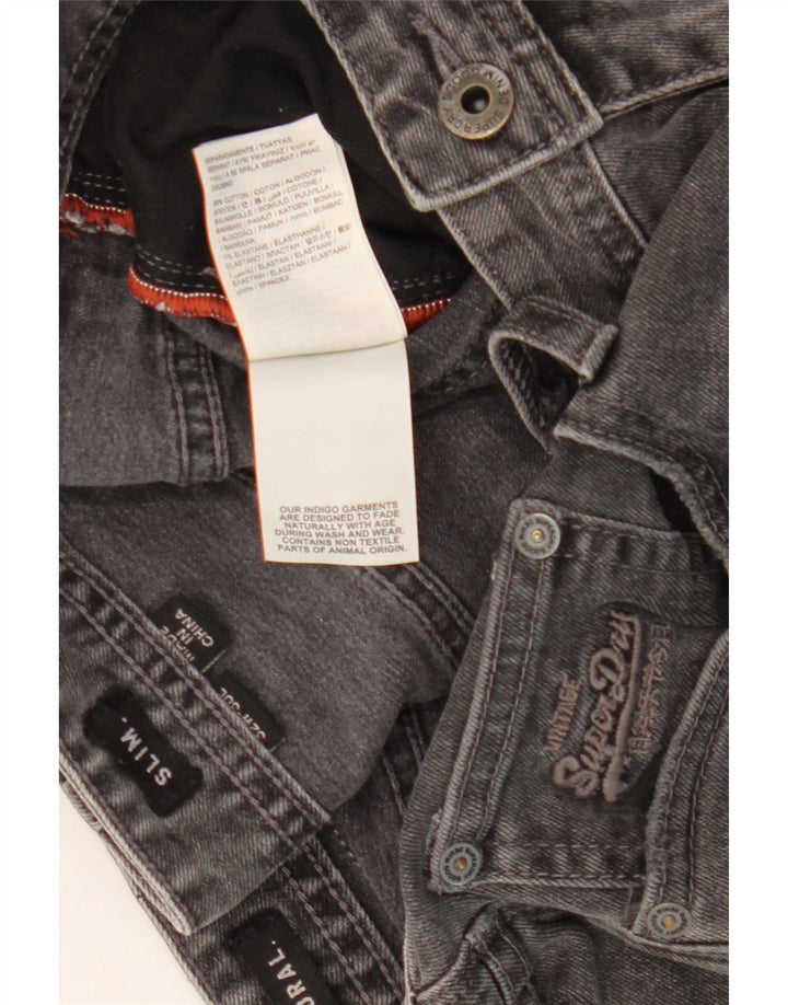 Superdry Short en Jean Corporal Slim W32 Homme Gris Moyen Coton
