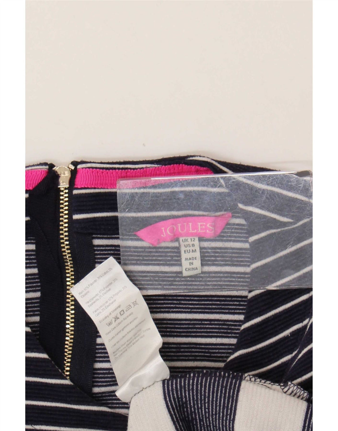 Joules Womens Basic Dress UK 12 Medium Bleu Marine Rayé Nautique