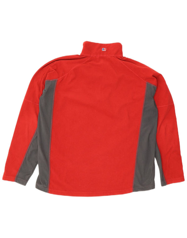 Berghaus Pull polaire à col zippé pour homme XL Rouge Colorblock Polyester