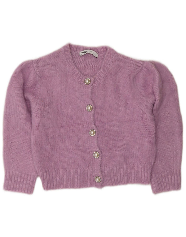 ZARA Femme Cardigan court à manches 3/4 UK 10 Petit Violet Polyamide