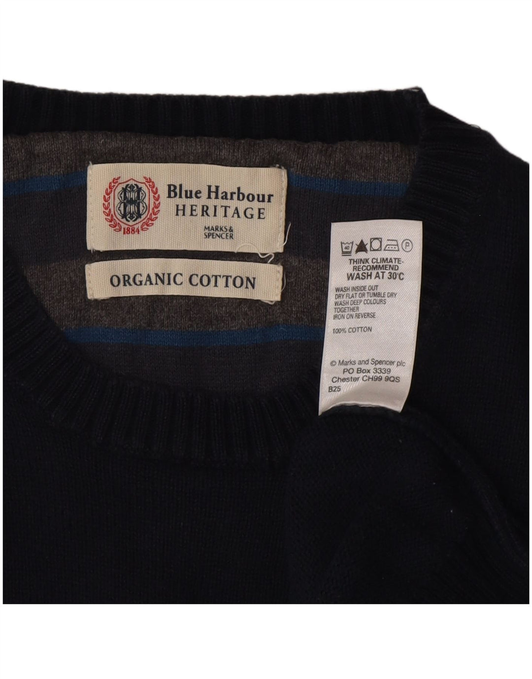 Marks & Spencer Pull col rond homme bleu marine moyen coton
