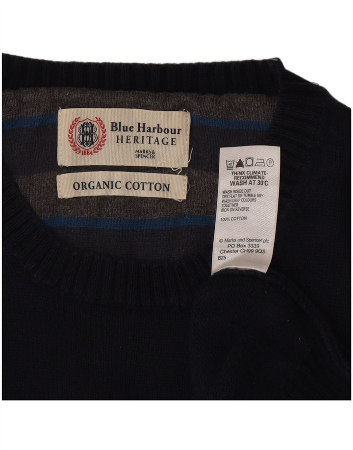 Marks & Spencer Pull col rond homme bleu marine moyen coton