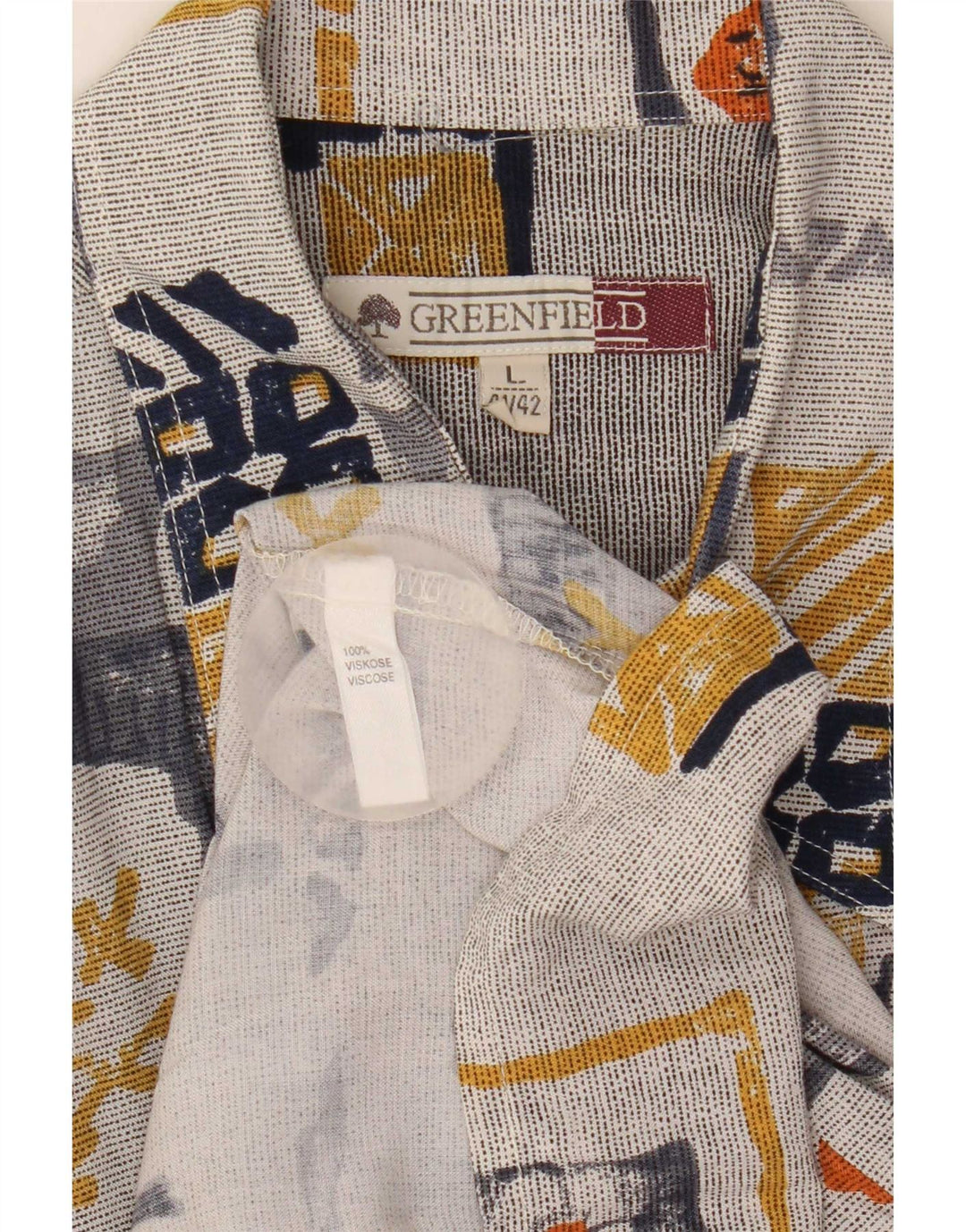 Greenfield Chemise à manches courtes pour homme Taille 41/42 Grand patchwork multicolore