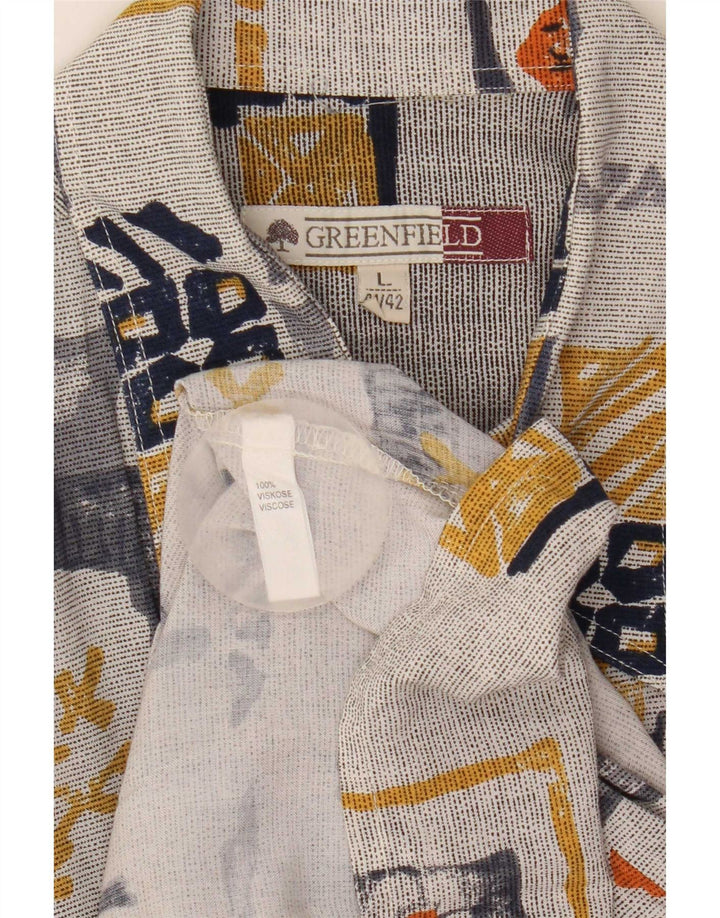 Greenfield Chemise à manches courtes pour homme Taille 41/42 Grand patchwork multicolore