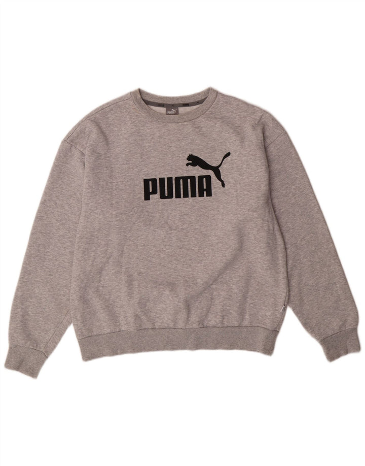 PUMA Sweat-shirt graphique pour femme UK 14 Gris moyen Coton