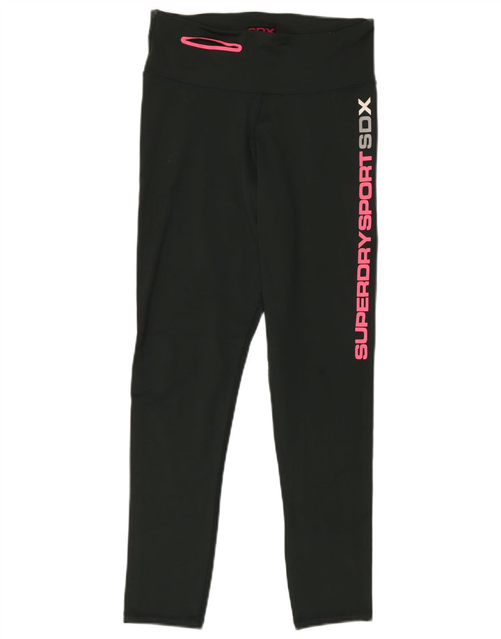 SUPERDRY Leggings Graphiques Femme UK 10 Petit Vert Polyamide