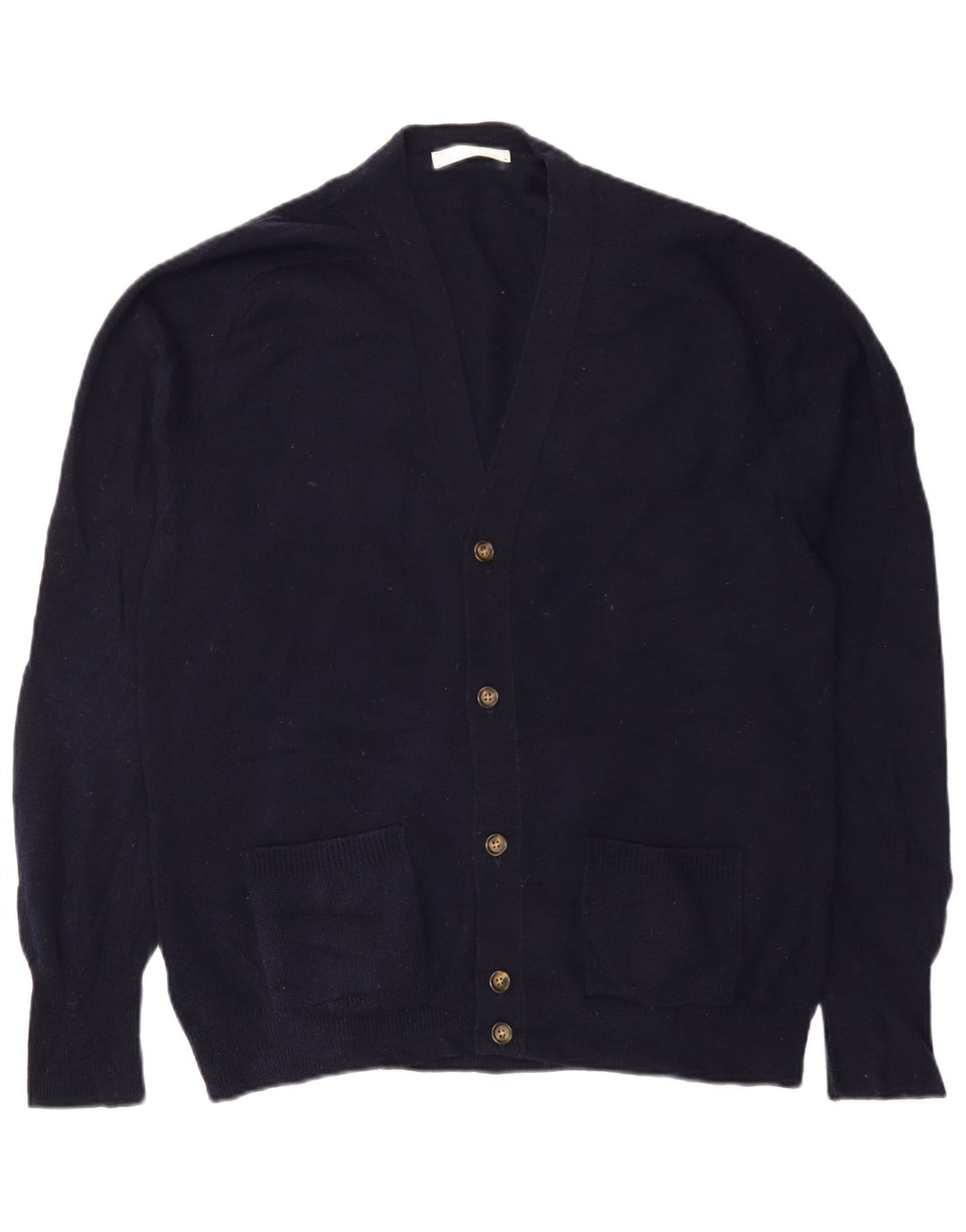 Marks & Spencer Pull Cardigan Homme IT 52/54 Large Bleu Marine Laine d'Agneau