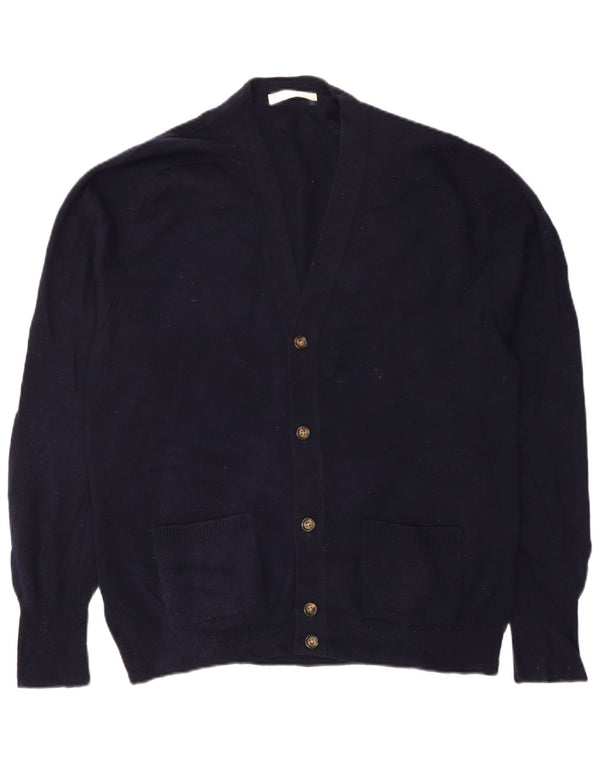 Marks & Spencer Pull Cardigan Homme IT 52/54 Large Bleu Marine Laine d'Agneau