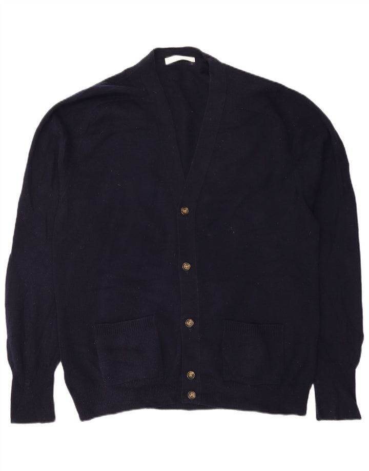 Marks & Spencer Pull Cardigan Homme IT 52/54 Large Bleu Marine Laine d'Agneau