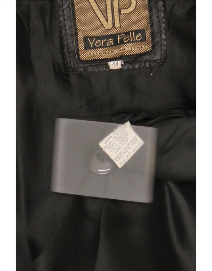 Manteau en cuir à capuche femme vintage IT 44 Cuir noir moyen