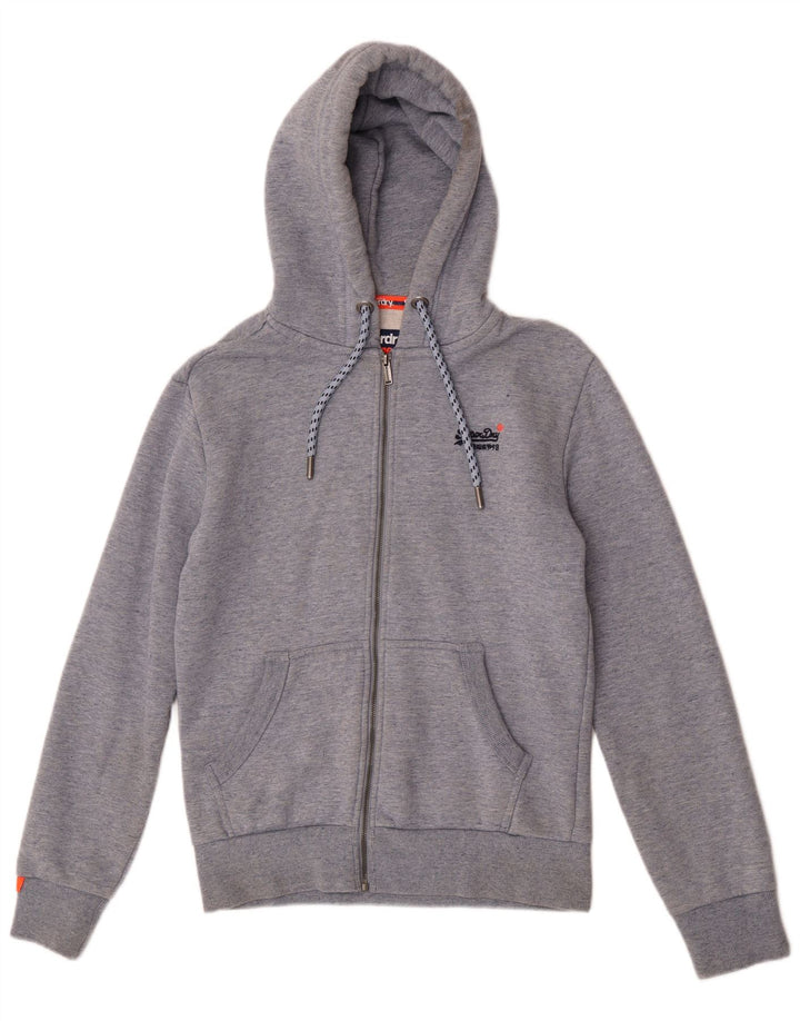 Superdry Pull à capuche zippé pour homme en coton gris petit