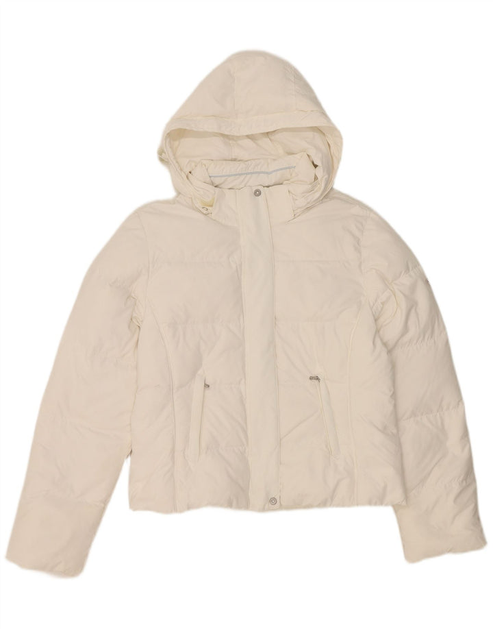 Champion Veste rembourrée à capuche pour femme UK 14 Medium Blanc Polyester