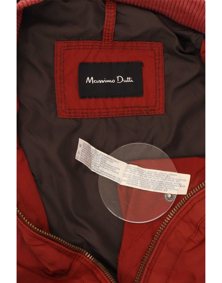 Massimo Dutti Veste Bomber Homme UK 40 Large Rouge Nylon