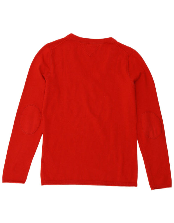 Tommy Hilfiger Pull col en V pour femme UK 14 Grand coton rouge