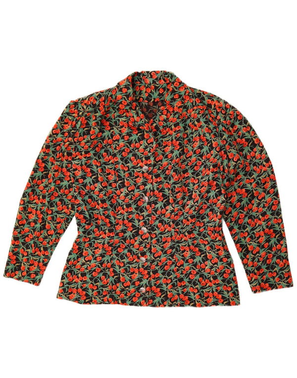 vintage Femme Chemise Blouse UK 16 Grand Floral Multicolore