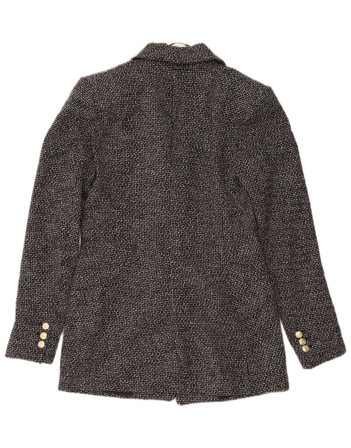 ZARA Femme Blazer Double Boutonnage Veste UK 6 XS Gris Polyester
