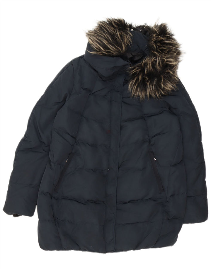 Zara Veste rembourrée pour femme UK 14 Polyester bleu marine moyen