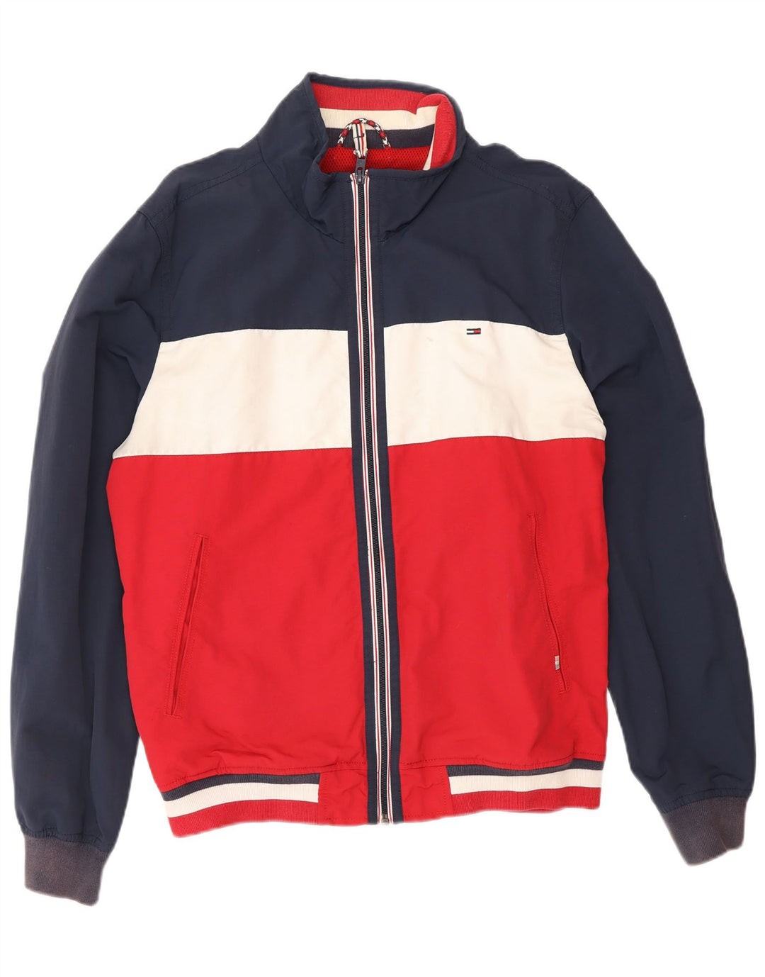 Tommy Hilfiger Veste Bomber Homme UK 40 Large Bleu Marine Colorblock Coton