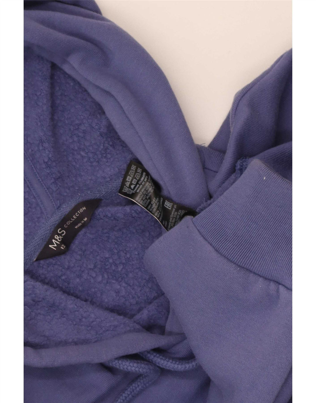Marks & Spencer Pull à capuche pour femme UK 12 Bleu moyen Coton
