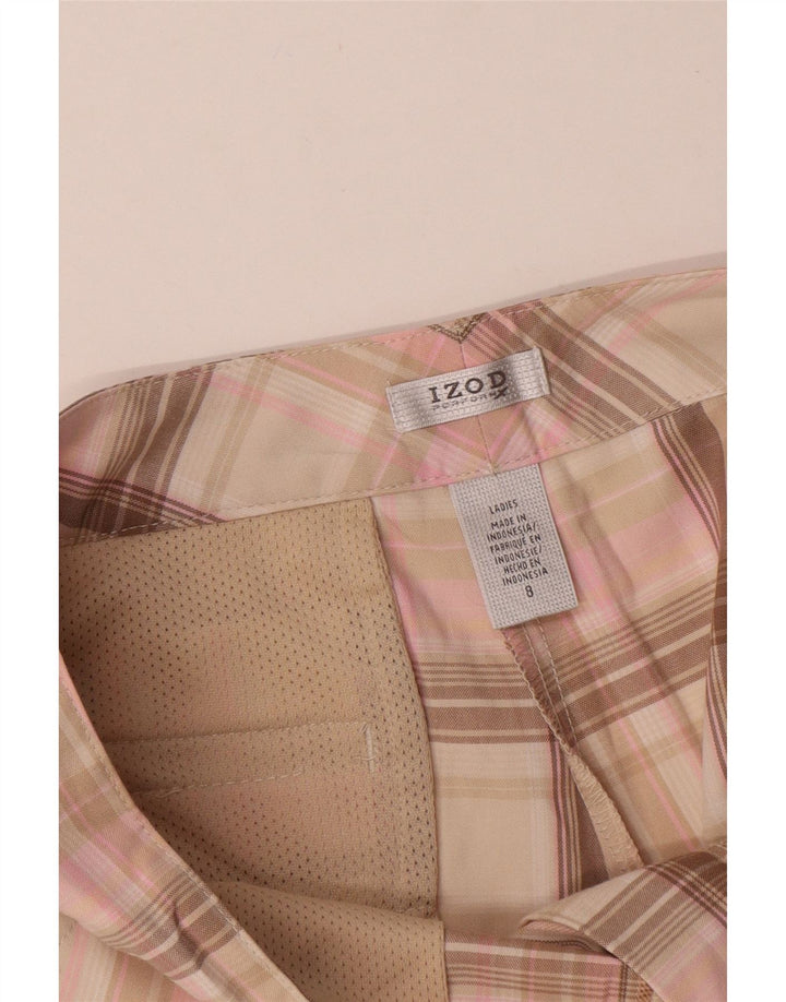 Izod Short Chino Femme US 8 Medium W32 Rose à Carreaux Polyester