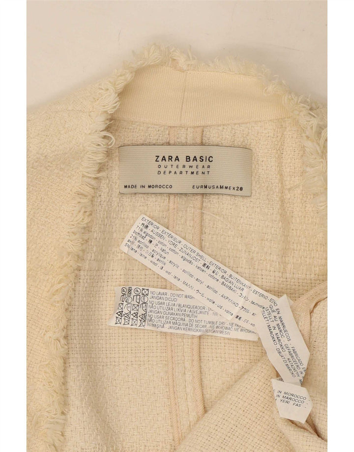 Zara Womens Open Overcoat UK 12 Medium Off White Coton