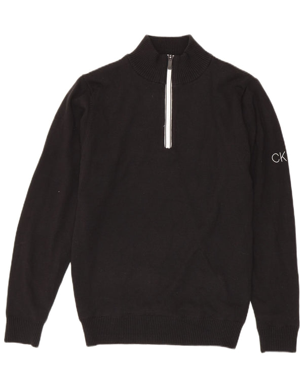 Calvin Klein Pull à col zippé pour homme Petit coton noir
