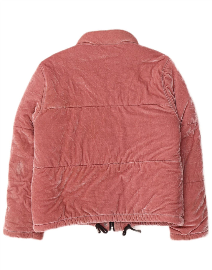 Topshop Veste matelassée en velours pour femme UK 12 Rose moyen Polyester